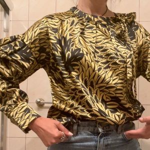 Satin blouse with balloon sleeves